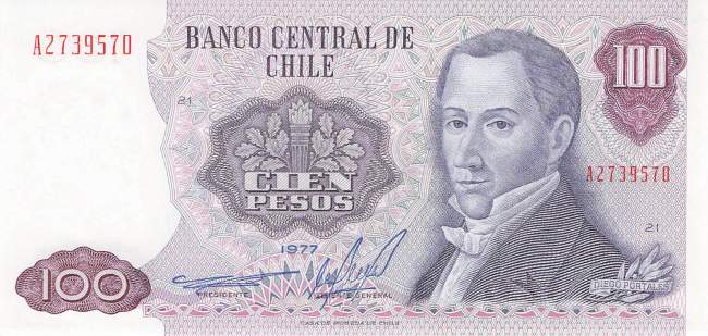 100 Pesos p152b Chile 1977